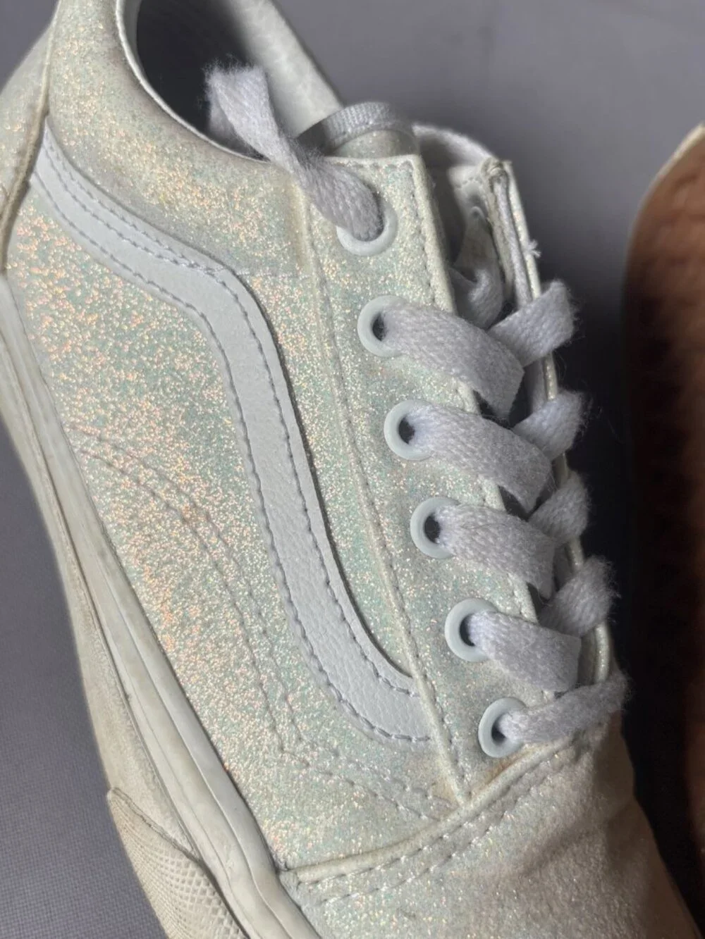 Vans Off the Wall Youth Shoe Size 3 Glitter Sparkle Skater Skateboard